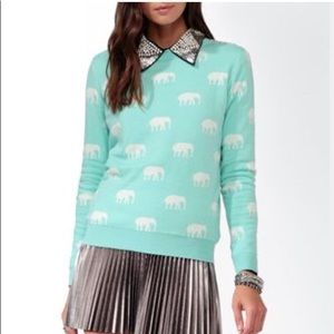 Blue and White Elephant Sweater Forever 21